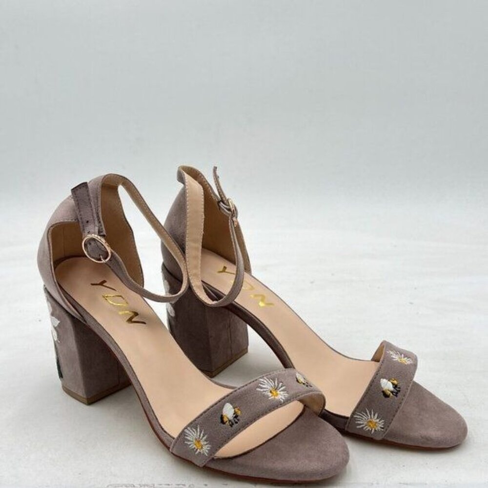 YDN Women’s Open Toe Ankle Strap Chunky Block High Heel - Formal, Wedding, Party
